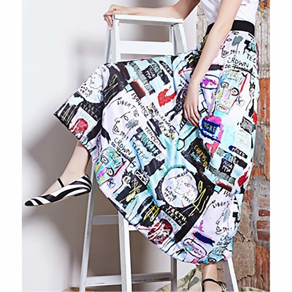 Alice + Olivia Basquiat Tina Graffiti Print Maxi Skirt Drawing Doodle Meryl 0